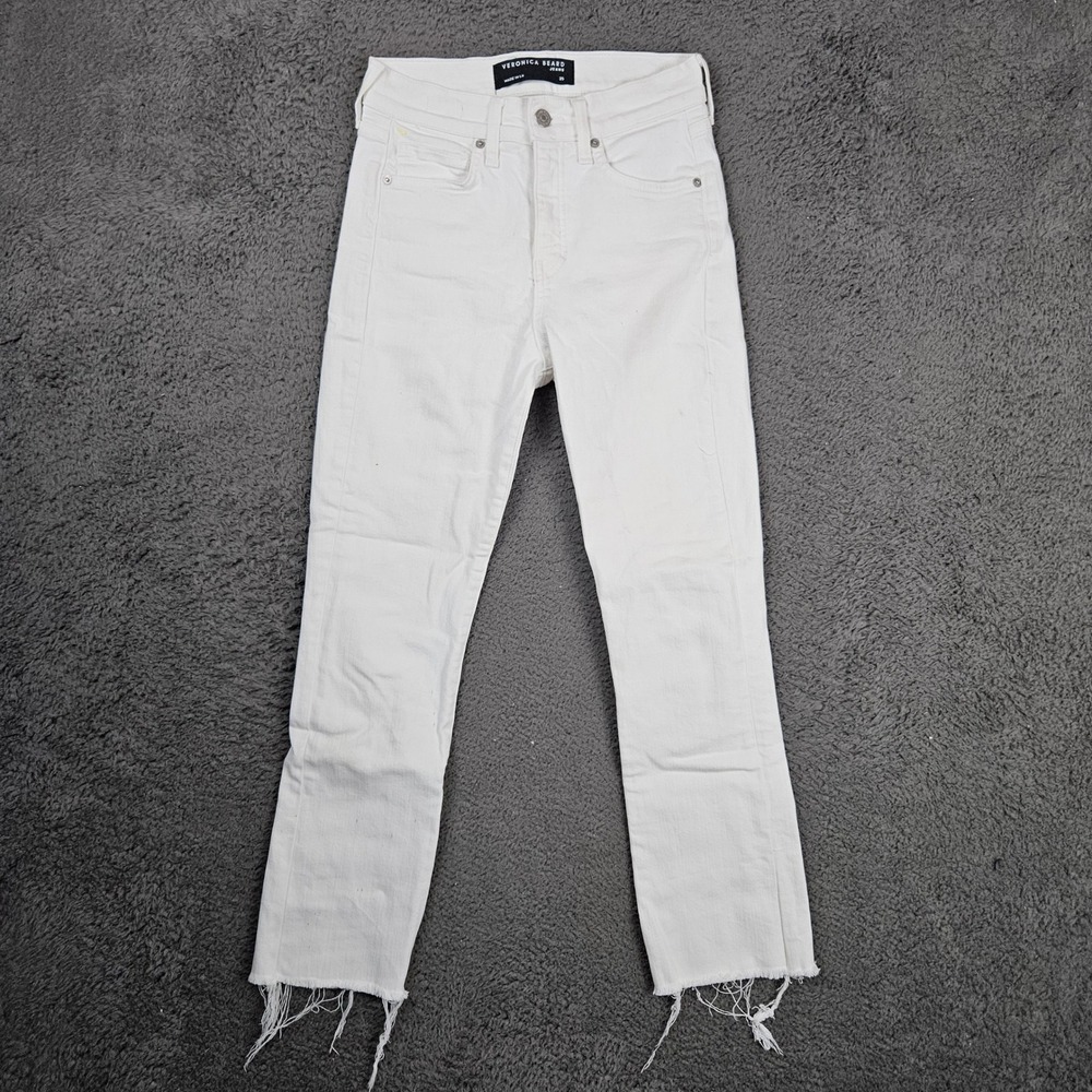 Veronica Beard Jeans Womens 25 White High Rise Skinny Raw Hem Denim Made in LA